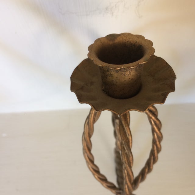 1970s Italian Gold Gilt Twisting Wire 5 Candle Wall Sconces - a Pair For Sale - Image 5 of 13