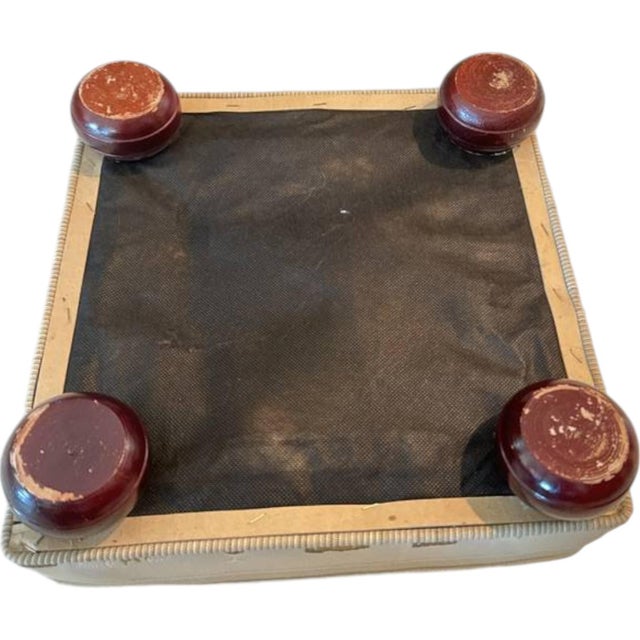 Early 1900s French Louis XVI Style Carved Walnut Fauteuil Fireside Armchair and Matching Ottoman For Sale - Image 11 of 12