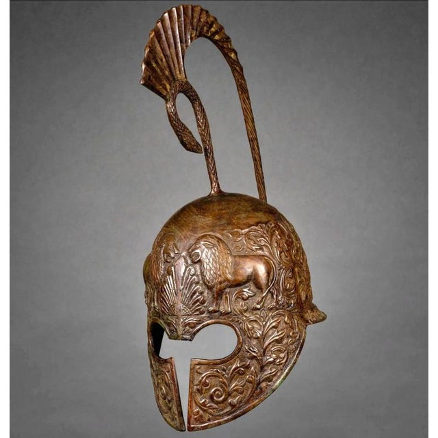 Vintage 20th Century Greco-Roman Helmet in Bronze For Sale - Image 4 of 6