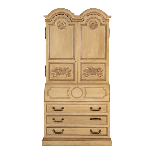 Regency Style White Painted Secretary Bookcase For Sale