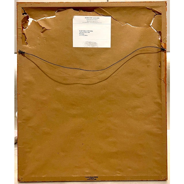 Modern Joseph Solman, Monotype Print Painting Garden Scene Table Chair Joseph Solman American Art WPA, 1980 For Sale - Image 3 of 13