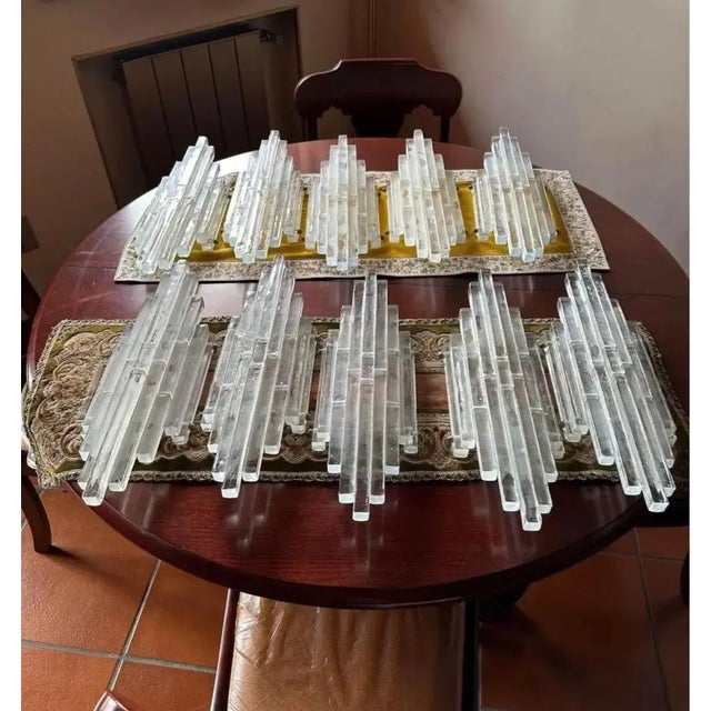 1970s 1970s Albano Poli Modernist Clear Stacked Glass Poliarte Linea Wall Sconces For Sale - Image 5 of 10