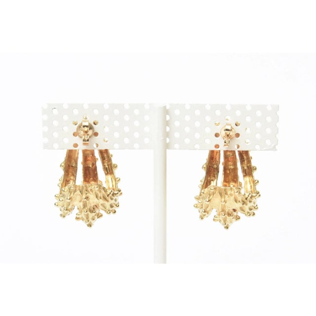 Vintage 18 Karat Gold Pierced Earrings Italian For Sale - Image 10 of 10