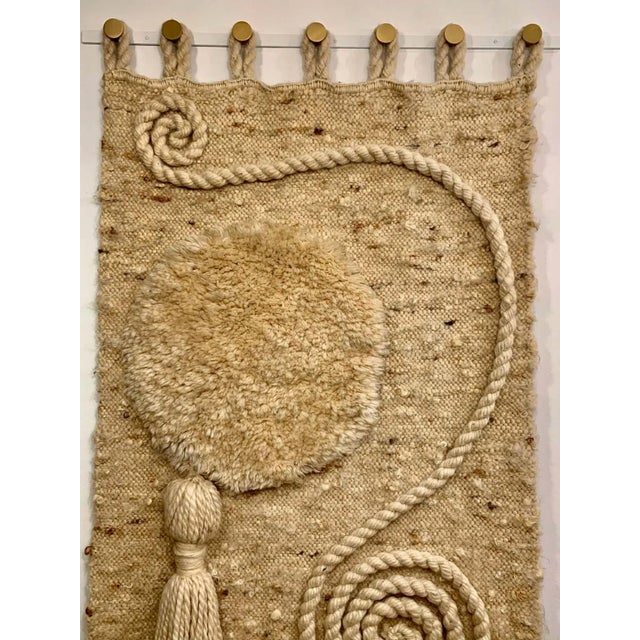 Brown Large Handwoven Wool Wall Art / Tapestry Attributed to Jane Knight For Sale - Image 8 of 12