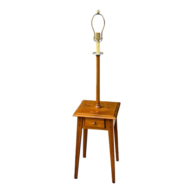 1980s Ethan Allen Country Craftsman Collection Traditional Rustic Pine Floor Lamp For Sale