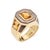 Stylish vintage Arfan citrine & mother of pearl ring crafted in 18k yellow gold (circa 1970s to 1980s). Centrally mounted...