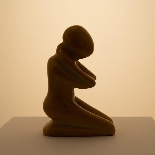 Vintage African Jasper Stone Sculpture-Kneeling Figure-Carved-Abstract-Modern For Sale - Image 6 of 11