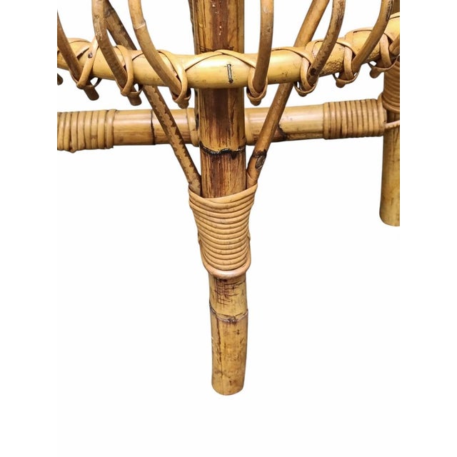 Bamboo and Rattan Circular Stool attributed to Franco Albini, Italy, 1960s For Sale - Image 6 of 8