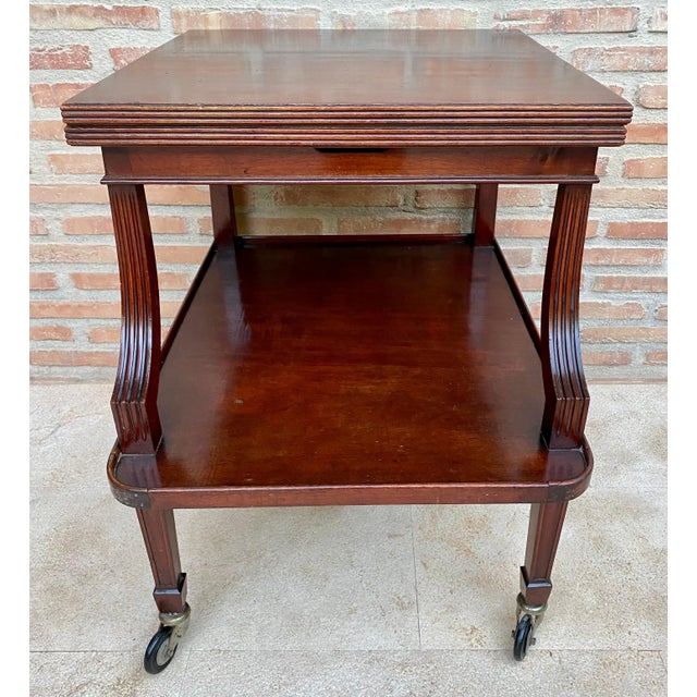 Early 20th Century Cherry Wood Serving Bar Cart with Removable Tray, 1940s For Sale - Image 17 of 18