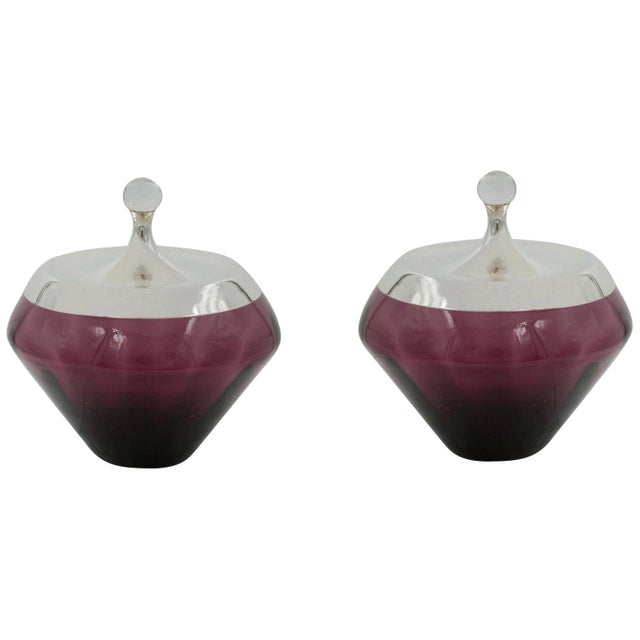 Mid-20th Century Amethyst Jars With Sterling Silver Lids - a Pair For Sale In New York - Image 6 of 6