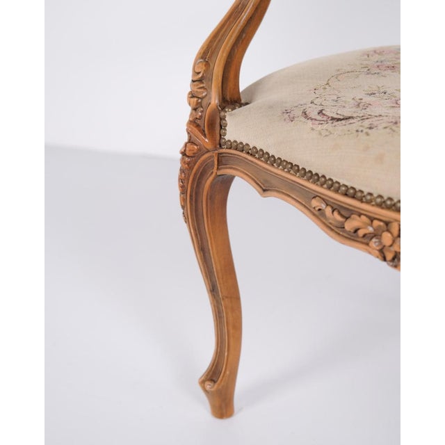 Brown Neo-Rococo Armchair with Curved Legs and Patterned Floral Fabric, 1930s For Sale - Image 8 of 11