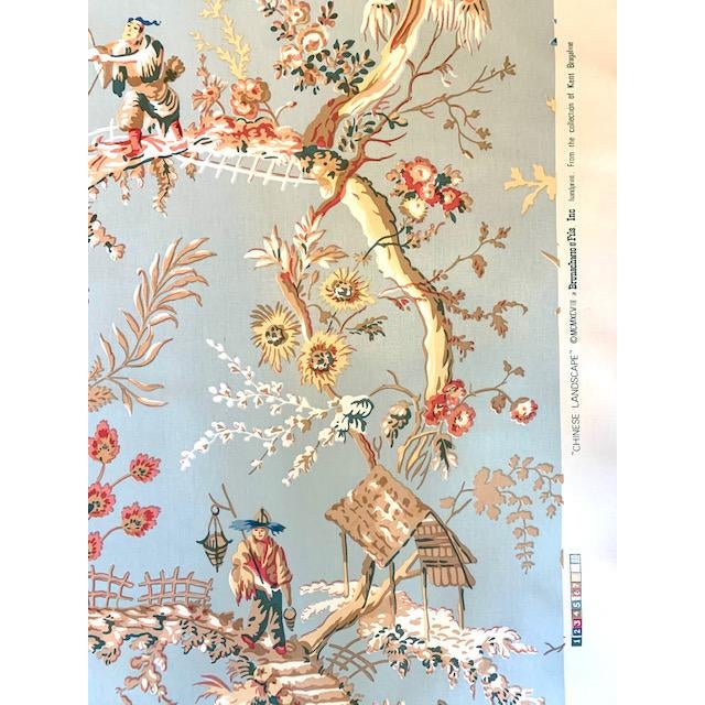 Textile Brunschwig and Fils "Chinese Landscape" Cotton Chintz Blue Fabric -12 Yds For Sale - Image 7 of 12