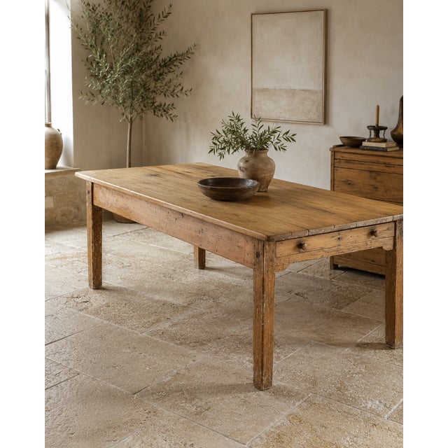 A wonderfully characterful 19th century English farmhouse dining table, constructed in solid pine and retaining a...
