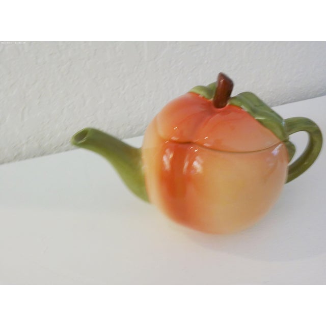1990s Vintage Figural Sweet Peach Teapots, a Pair For Sale - Image 5 of 7