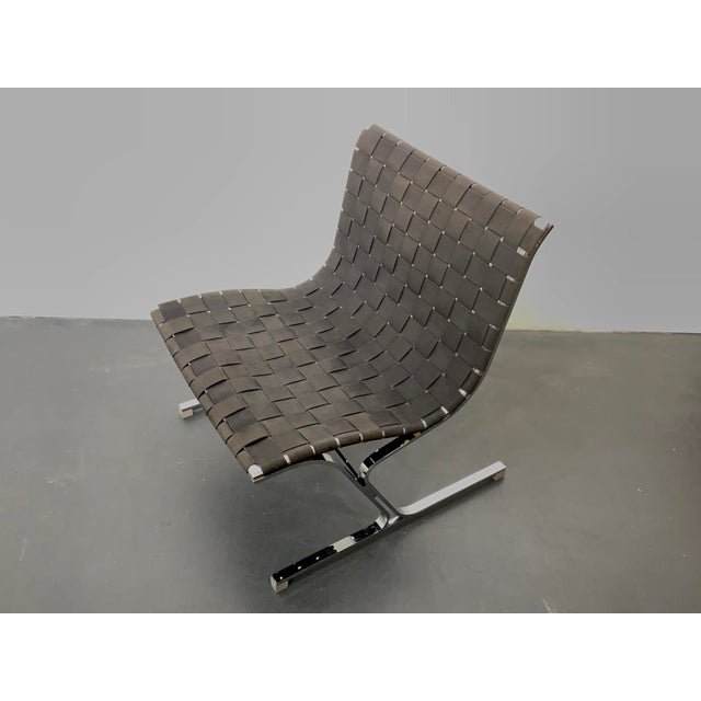 Mid-Century Modern Italian Chromed Metal and Black Fabric Model Luar Club Chair by Ross Littell for ICF De Padova, 1960s For Sale - Image 3 of 7