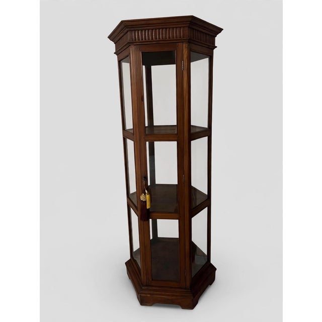 Hexagonal Teak Display Cabinet, 1900s For Sale - Image 3 of 7