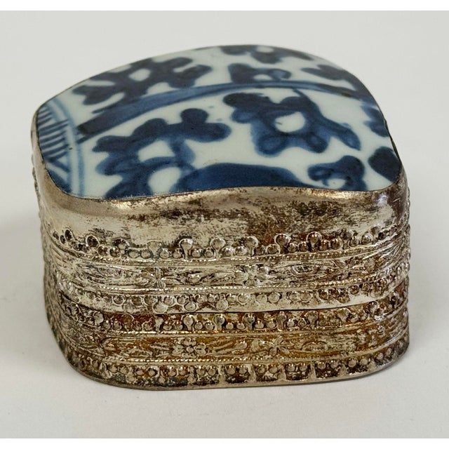Metal Vintage Chinese Porcelain Shard Box For Sale - Image 7 of 8