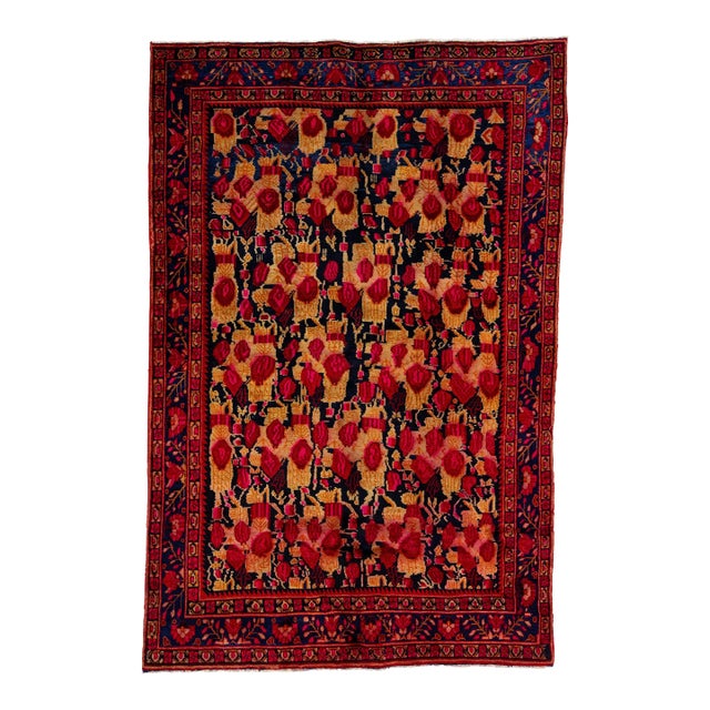 1960s Persian Bidjar Handmade Wool Rug With Multicolor Floral Motif For Sale