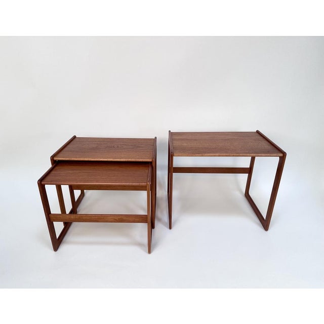 Brown Nesting Tables in Teak by Arne Hovmand-Olsen for Mogens Kold, Denmark, 1960s, Set of 3 For Sale - Image 8 of 18