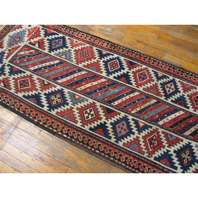 Tribal 1900s Multicolor Geometric Tribal Antique n.w. Persian Rug 3'2" X 9'2" Handmade Wool Carpet For Sale - Image 3 of 6