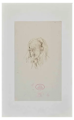 Eugène Giraud, Portrait of a Woman, Original Ink Drawing, Late 19th Century