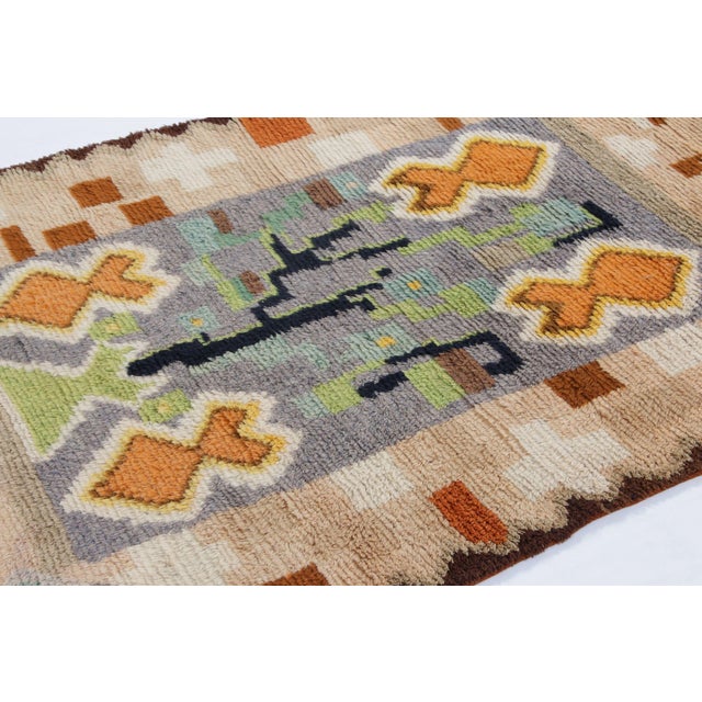 Rug & Kilim Vintage Swedish Rya Rug With Polychromatic Geometric Motifs - Rug & Kilim For Sale - Image 4 of 8