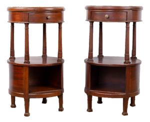 Antique Pair of Tall Round Side Tables
