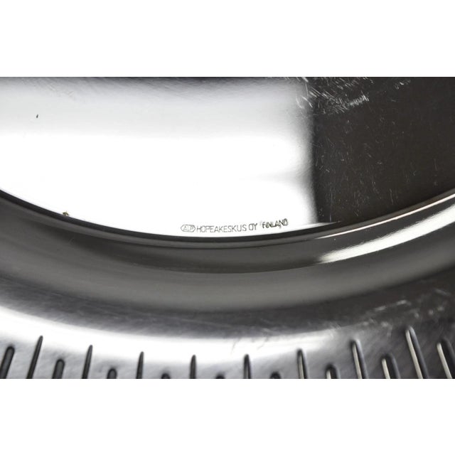 Metal Vintage Hopeakeskus Oy Finland Modern Silver Plated Serving Plate Dishes - 3 Pc For Sale - Image 7 of 14