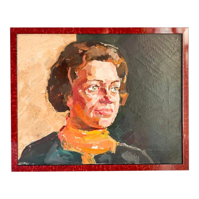 1960's Woman Portrait Oil Painting For Sale