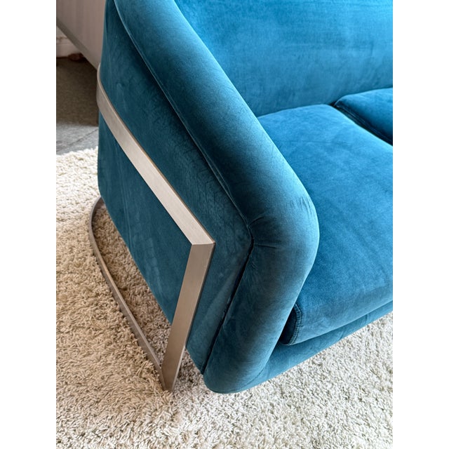 Textile Jonathan Adler Bacharach Velvet Sofa, Peacock Blue For Sale - Image 7 of 12