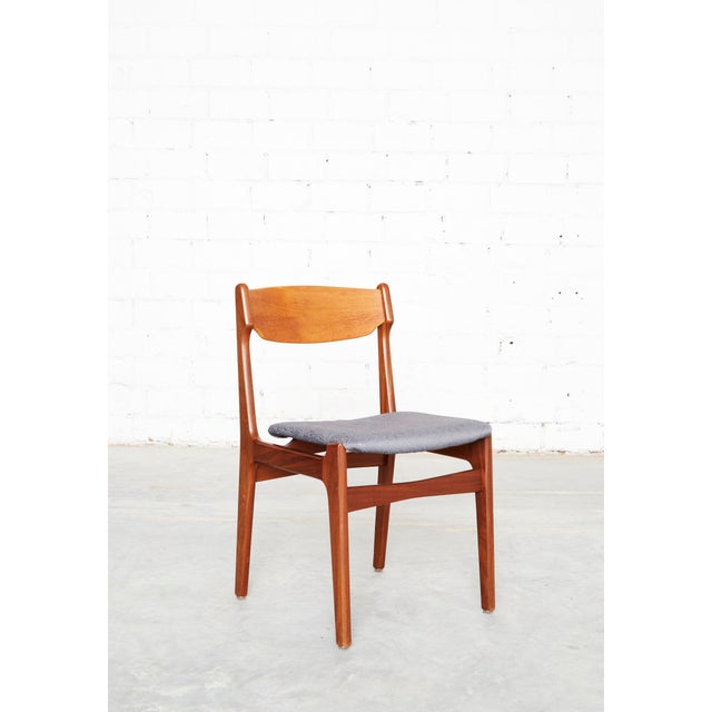 Beautiful dining chairs in classic mid-century style. Solid teak frame. The upholstery has been recently renewed. I have...