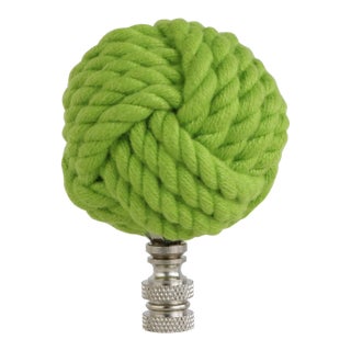 Nautical Knot Lamp Finial in Grass Green on Chrome Hardware For Sale