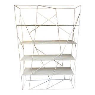 Tonin Casa “Naviglio” Italian Modern White Metal and Glass Bookcase For Sale