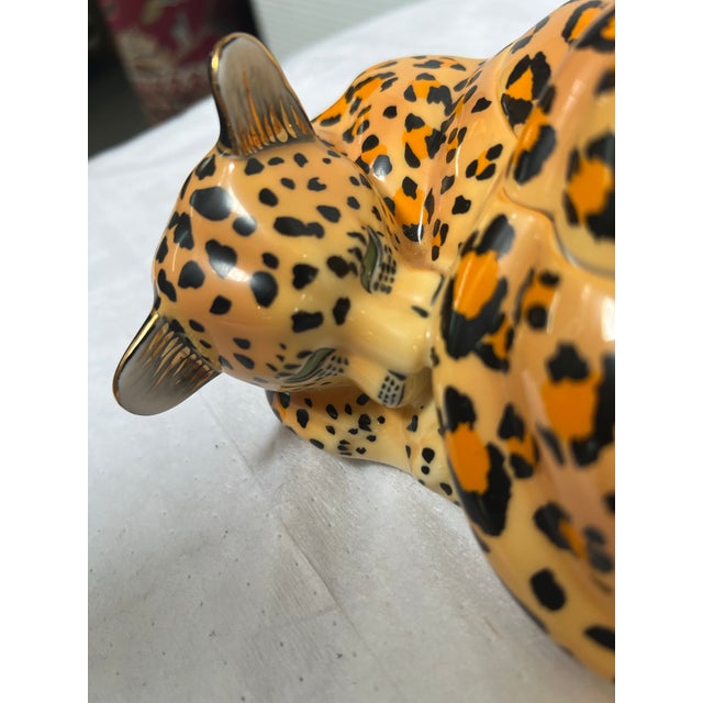 Orange Lynn Chase Jaguar Jungle Covered Jar For Sale - Image 8 of 12