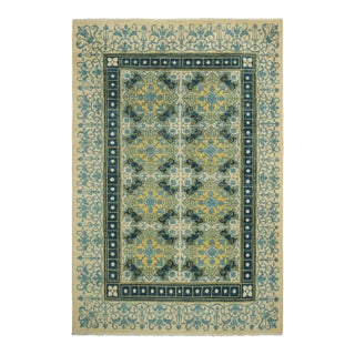 Rug & Kilim’s Modern Classics Rug in Cream, Blue & Yellow, With Floral Patterns For Sale