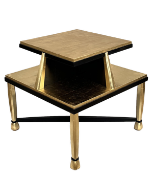 Art Deco Coffee Table in Giltwood and Black Lacquer, 1930s