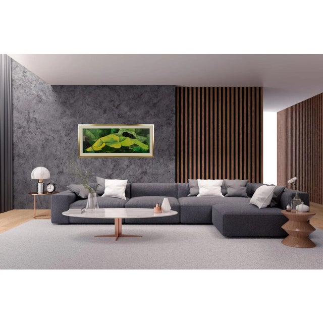 Original Mid-Century oil on canvas composition by American Artist Edith E. Ferullo (1928 - 2008). The painting features a...