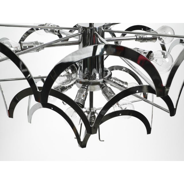 Large Chrome Metal and Glass Disc Ceiling Chandelier, 1960s For Sale - Image 12 of 18