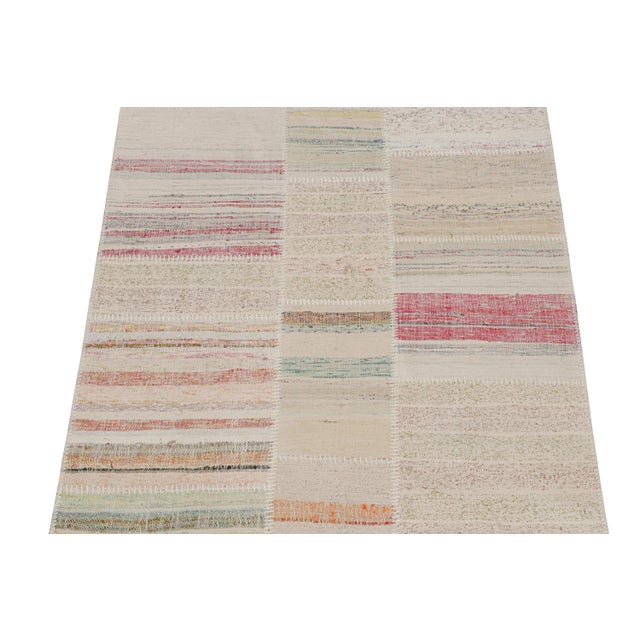 Modern Rug & Kilim’s Patchwork Kilim Rug in Polychromatic Stripes For Sale - Image 3 of 8