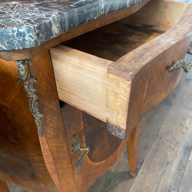Antique French Louis XV Marble Top Nightstands -a Pair For Sale - Image 9 of 17