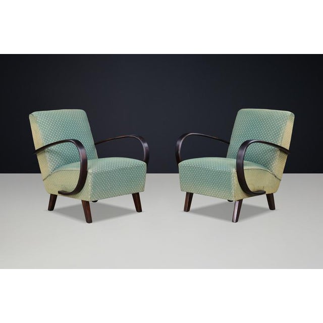 Sculptural Bentwood Lounge Armchairs by Jindřich Halabala, Czechoslovakia, 1940s, Set of 2 For Sale - Image 9 of 17