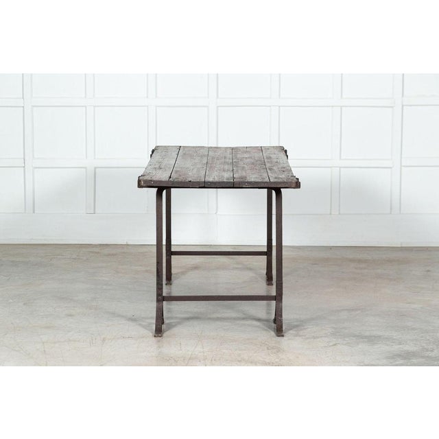 19th Century Iron & Pine Trestle Table, 1890s For Sale - Image 11 of 16