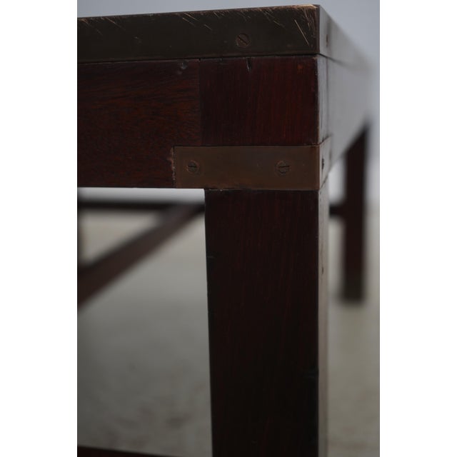 Wood Vintage World Nautical Map Campaign Mahogany Eglomise Coffee Table For Sale - Image 7 of 15