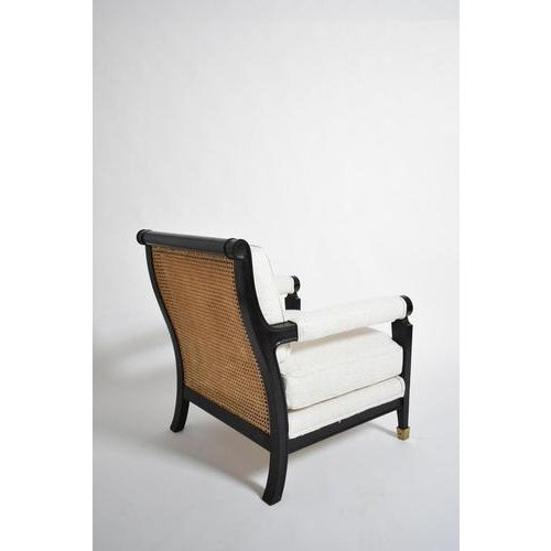 Neoclassical Ebonised Wood and Caning Armchairs, 1960s, Set of 2 For Sale - Image 4 of 6