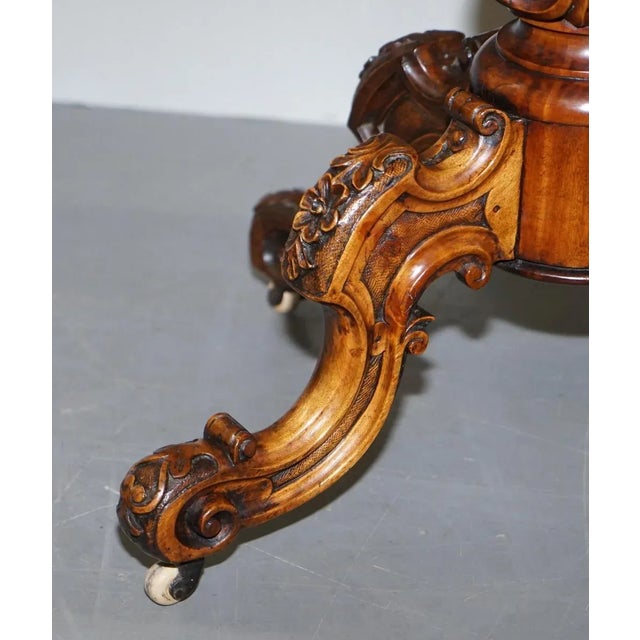 Early Victorian Walnut Side Table with Ornately Carved Base & Legs For Sale - Image 11 of 18