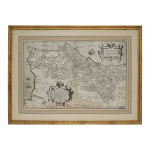Antique Map Portugal Ortelius Framed Copper Engraving Portugal Vernando Alvaro Secco