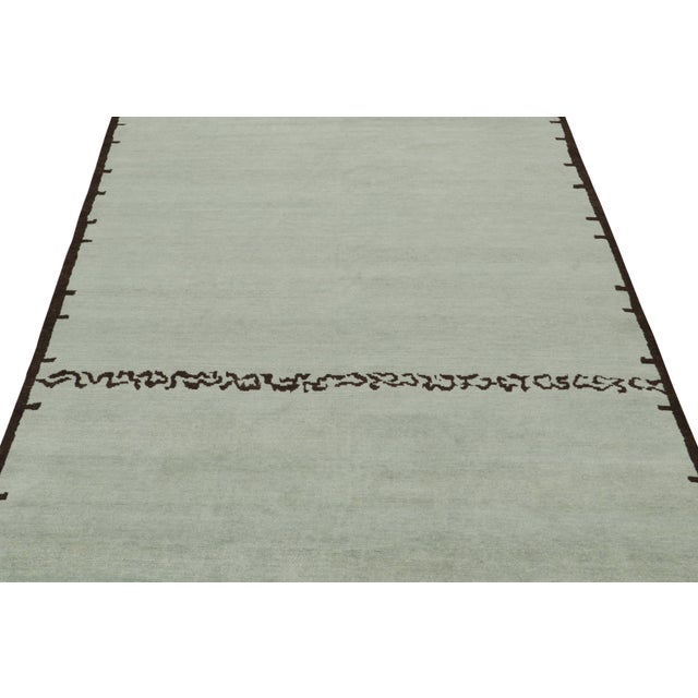 2010s Rug & Kilim’s Modern Rug in Blue With Brown Geometric Patterns For Sale - Image 5 of 7