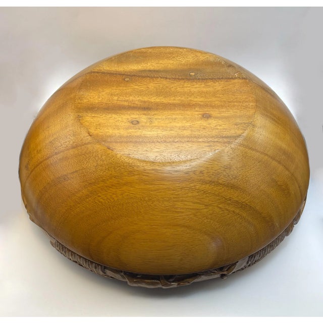Mid 20th Century Hand Carved Wooden Bowl & Serving Utensils For Sale - Image 12 of 12