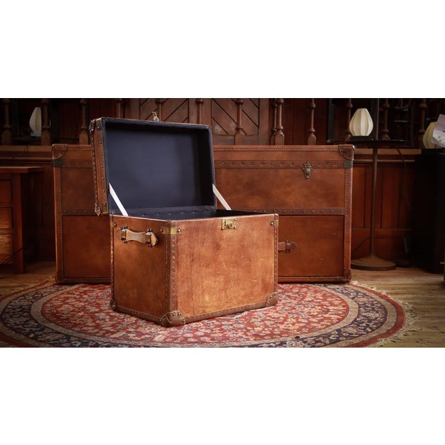 Vintage Officers Campaign White Star Trunk in Leather, 2010s For Sale - Image 13 of 18