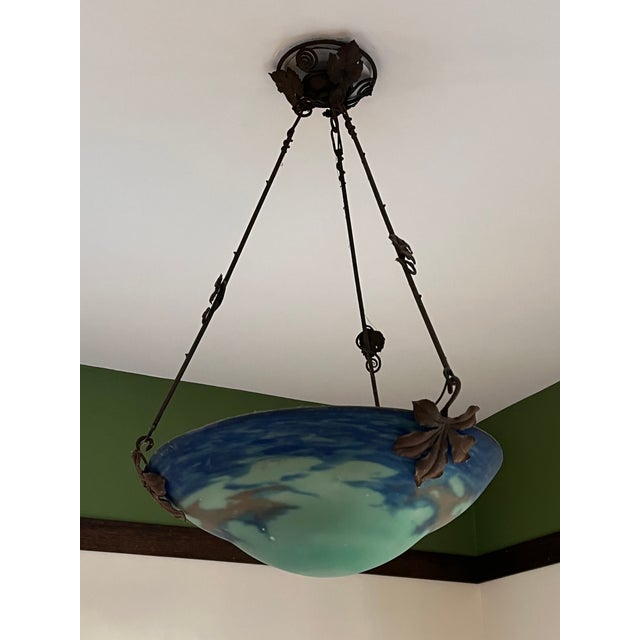 1920s Muller Frères Signed French Art Nouveau Chandelier For Sale - Image 10 of 10